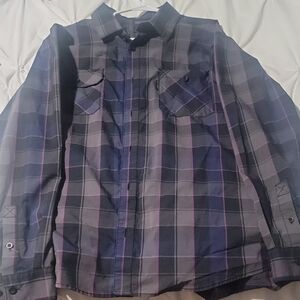 Harley-Davidson Men's Plaid Shirt Jacket - Black and Purple